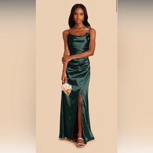 Birdy Grey Lydia Dress in Shiny Satin Emerald. Size XS